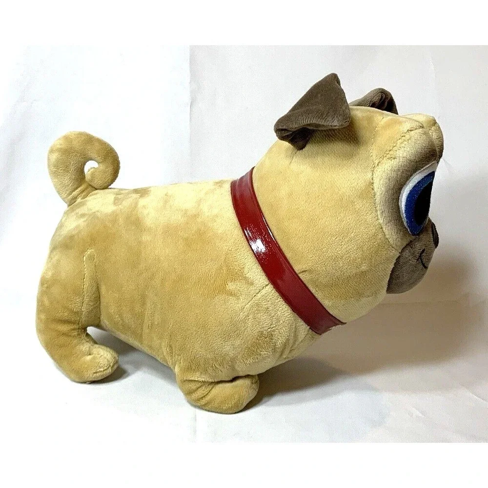 Disney Store Puppy Dog Pals‎ Plush Toy Pug Rolly Tan Stuffed Red Collar Big Eyes